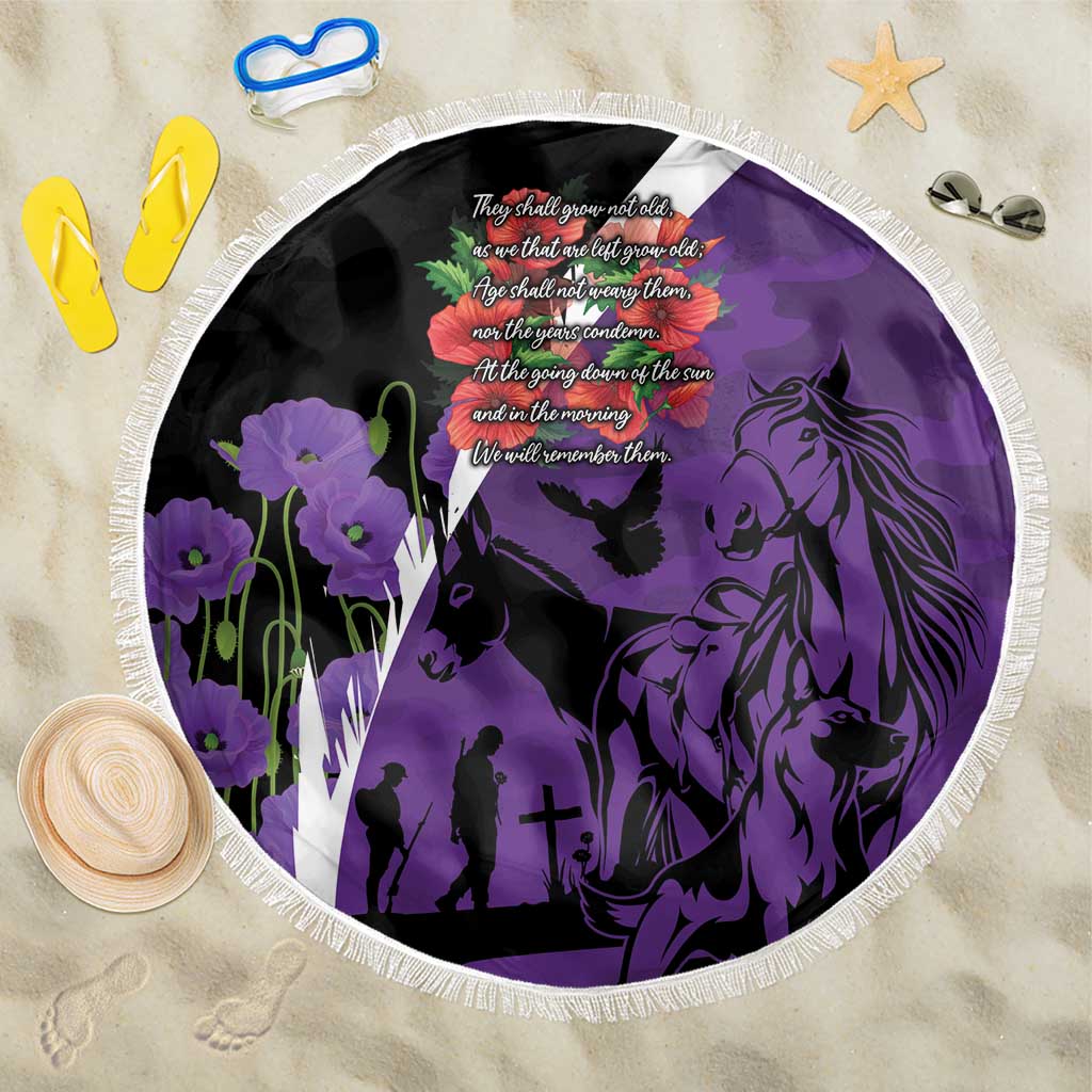 Australia ANZAC Day Beach Blanket Animals of War - Lest We Forget