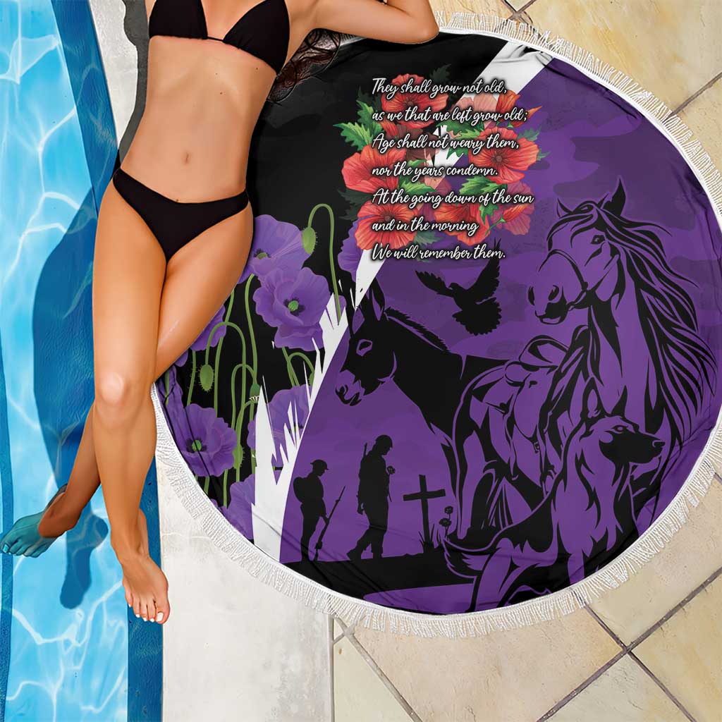 Australia ANZAC Day Beach Blanket Animals of War - Lest We Forget