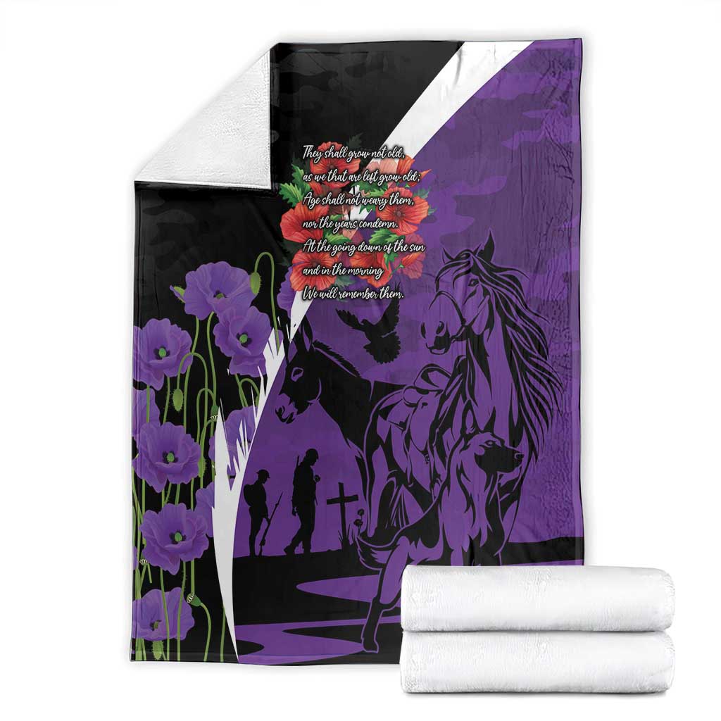 Australia ANZAC Day Blanket Animals of War - Lest We Forget