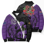 Australia ANZAC Day Bomber Puffer Jacket Animals of War - Lest We Forget