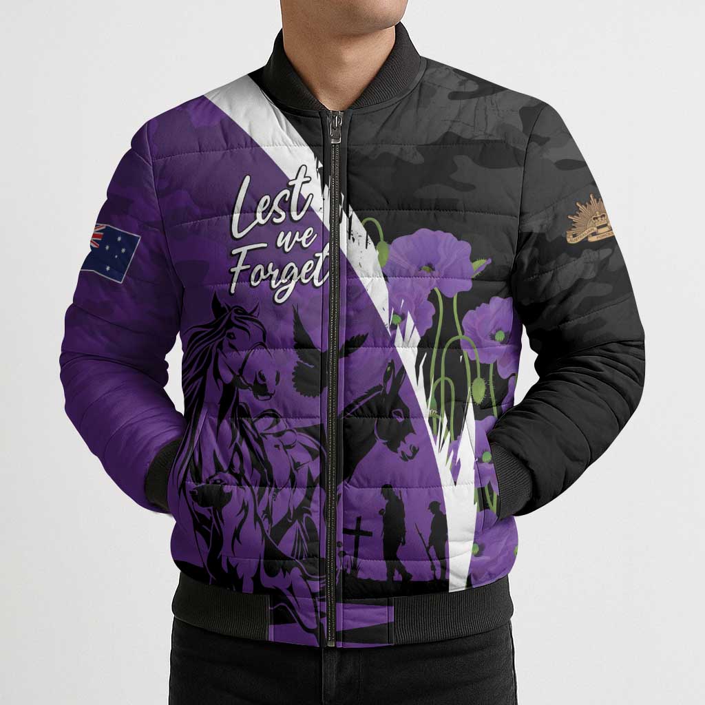 Australia ANZAC Day Bomber Puffer Jacket Animals of War - Lest We Forget