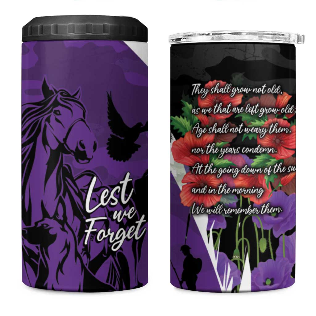 Australia ANZAC Day 4 in 1 Can Cooler Tumbler Animals of War - Lest We Forget