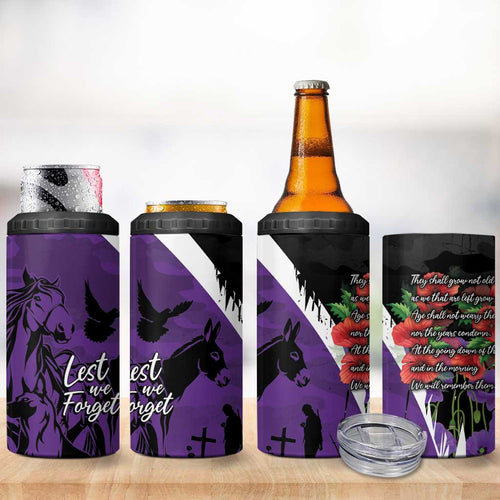 Australia ANZAC Day 4 in 1 Can Cooler Tumbler Animals of War - Lest We Forget