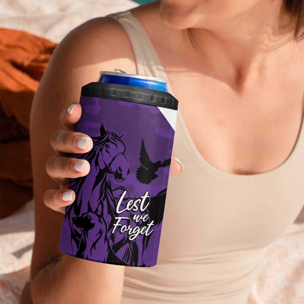 Australia ANZAC Day 4 in 1 Can Cooler Tumbler Animals of War - Lest We Forget