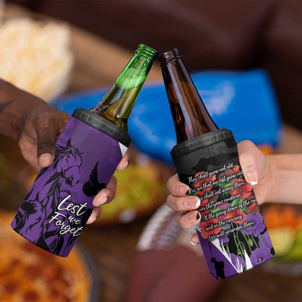 Australia ANZAC Day 4 in 1 Can Cooler Tumbler Animals of War - Lest We Forget