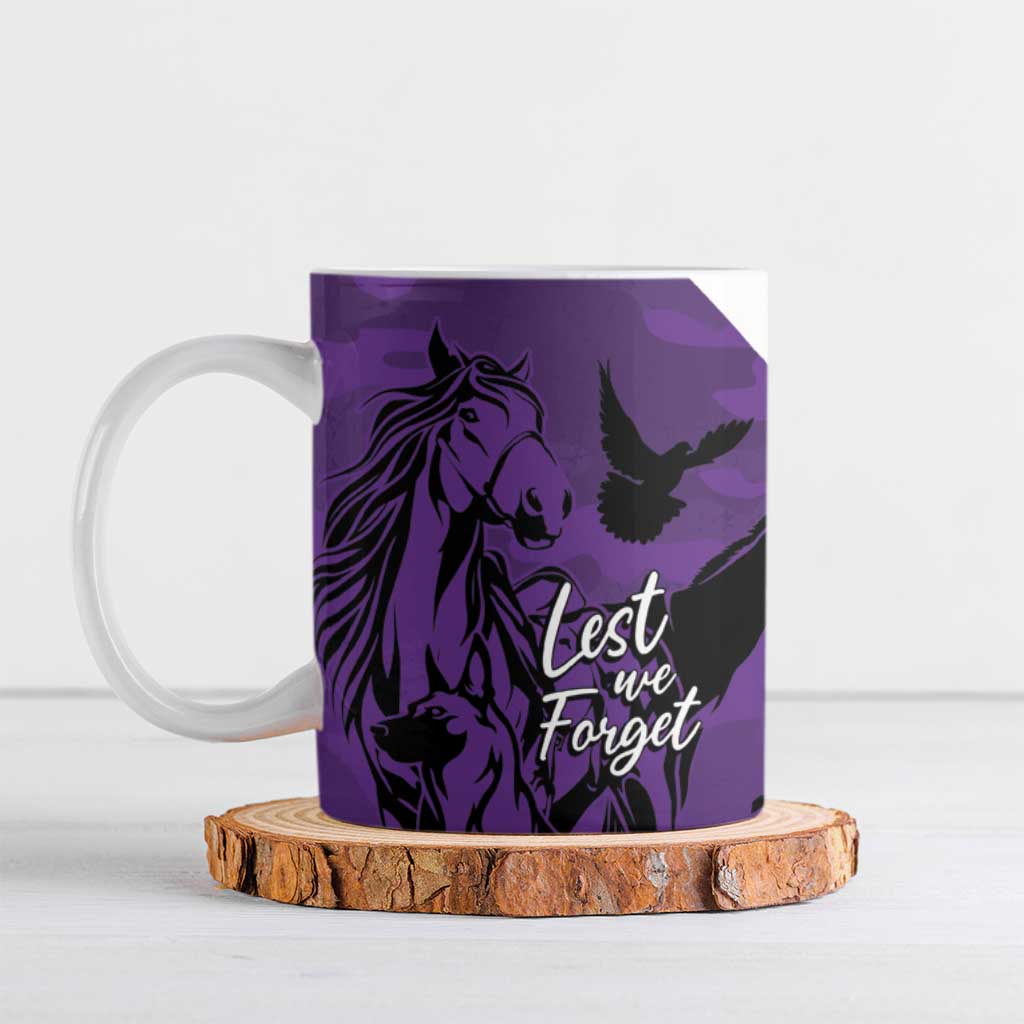 Australia ANZAC Day Ceramic Mug Animals of War - Lest We Forget