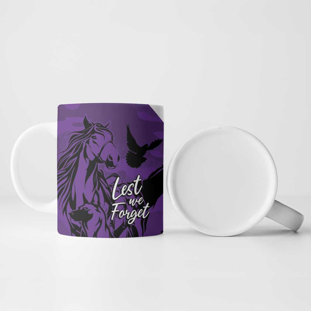 Australia ANZAC Day Ceramic Mug Animals of War - Lest We Forget