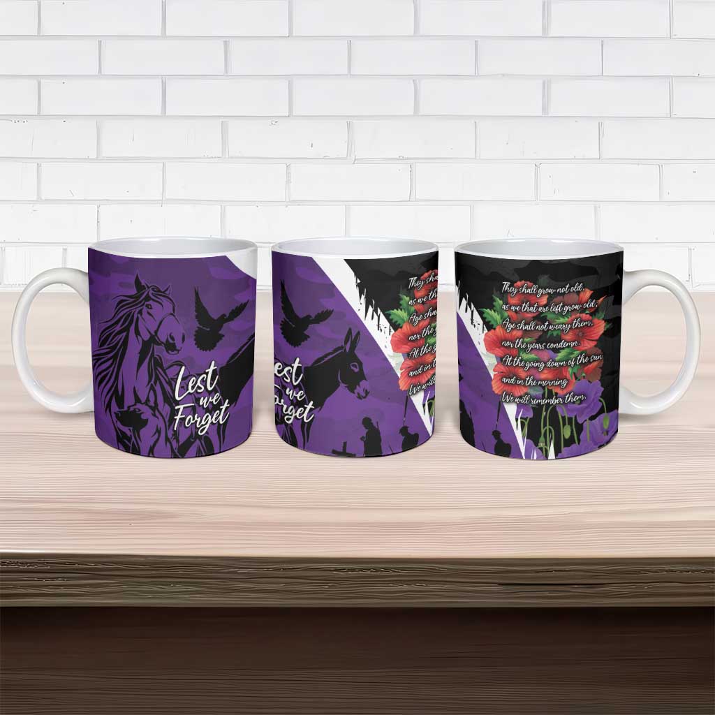 Australia ANZAC Day Ceramic Mug Animals of War - Lest We Forget
