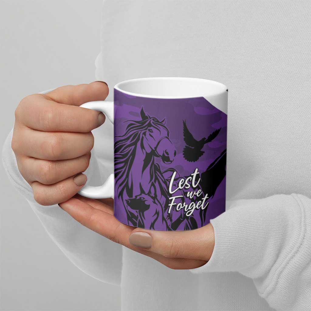 Australia ANZAC Day Ceramic Mug Animals of War - Lest We Forget