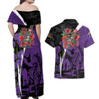 Australia ANZAC Day Couples Matching Off Shoulder Maxi Dress and Hawaiian Shirt Animals of War - Lest We Forget