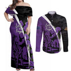 Australia ANZAC Day Couples Matching Off Shoulder Maxi Dress and Long Sleeve Button Shirt Animals of War - Lest We Forget