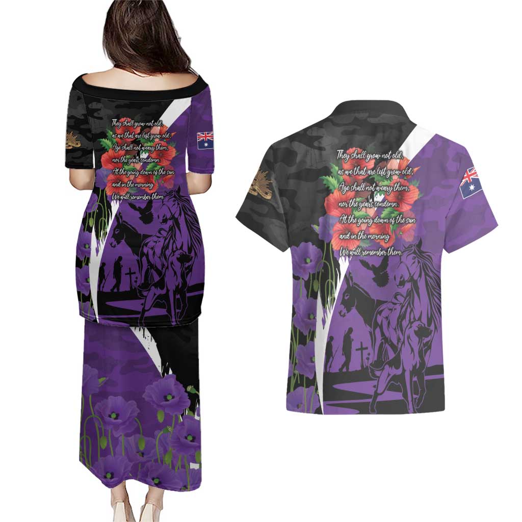 Australia ANZAC Day Couples Matching Puletasi and Hawaiian Shirt Animals of War - Lest We Forget