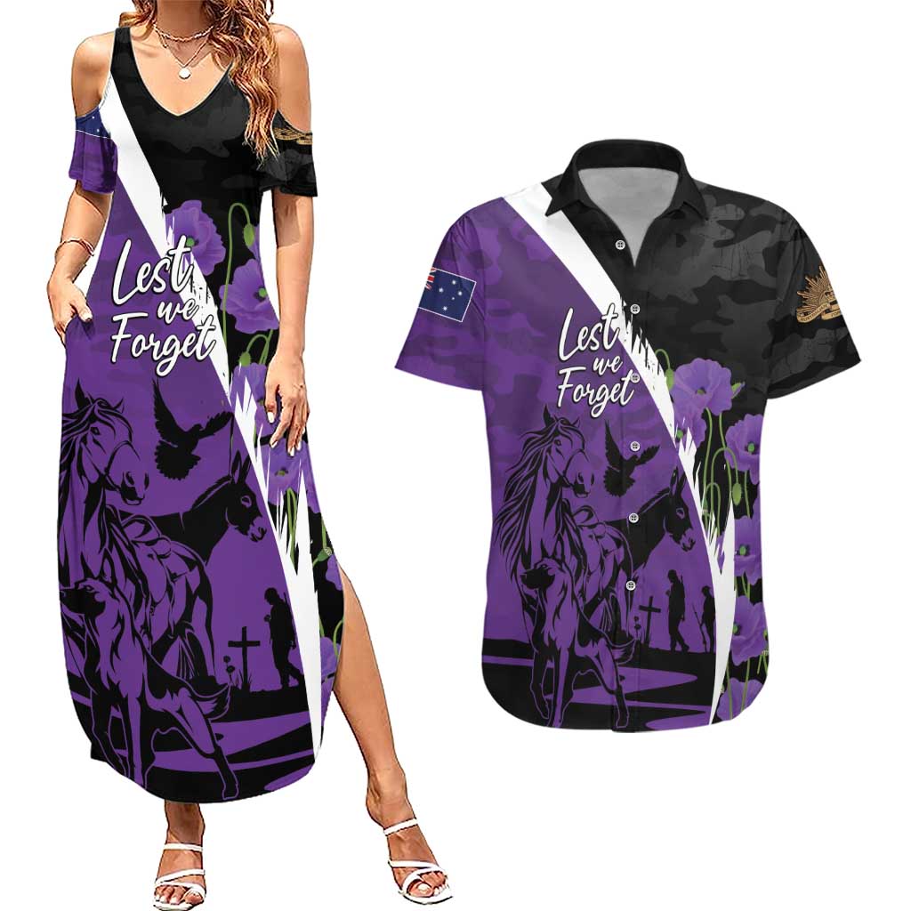 Australia ANZAC Day Couples Matching Summer Maxi Dress and Hawaiian Shirt Animals of War - Lest We Forget