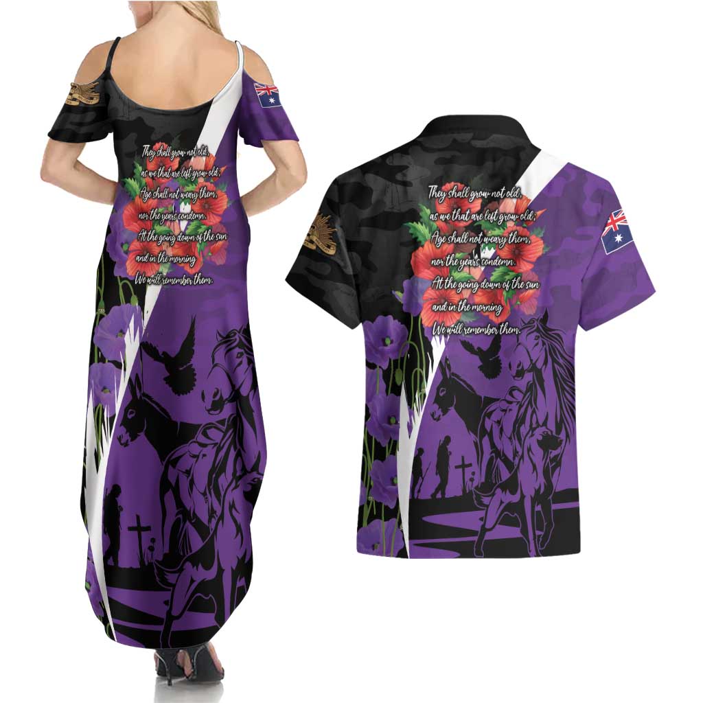 Australia ANZAC Day Couples Matching Summer Maxi Dress and Hawaiian Shirt Animals of War - Lest We Forget