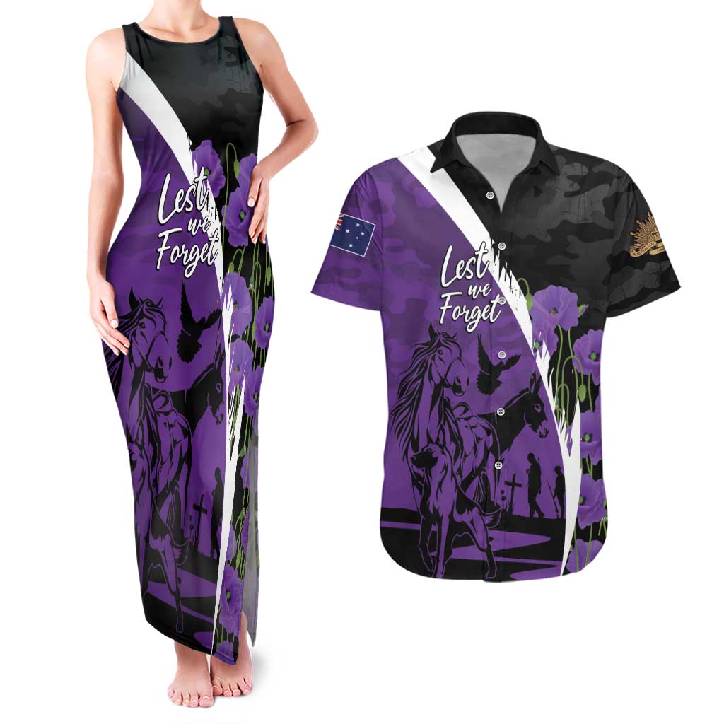 Australia ANZAC Day Couples Matching Tank Maxi Dress and Hawaiian Shirt Animals of War - Lest We Forget