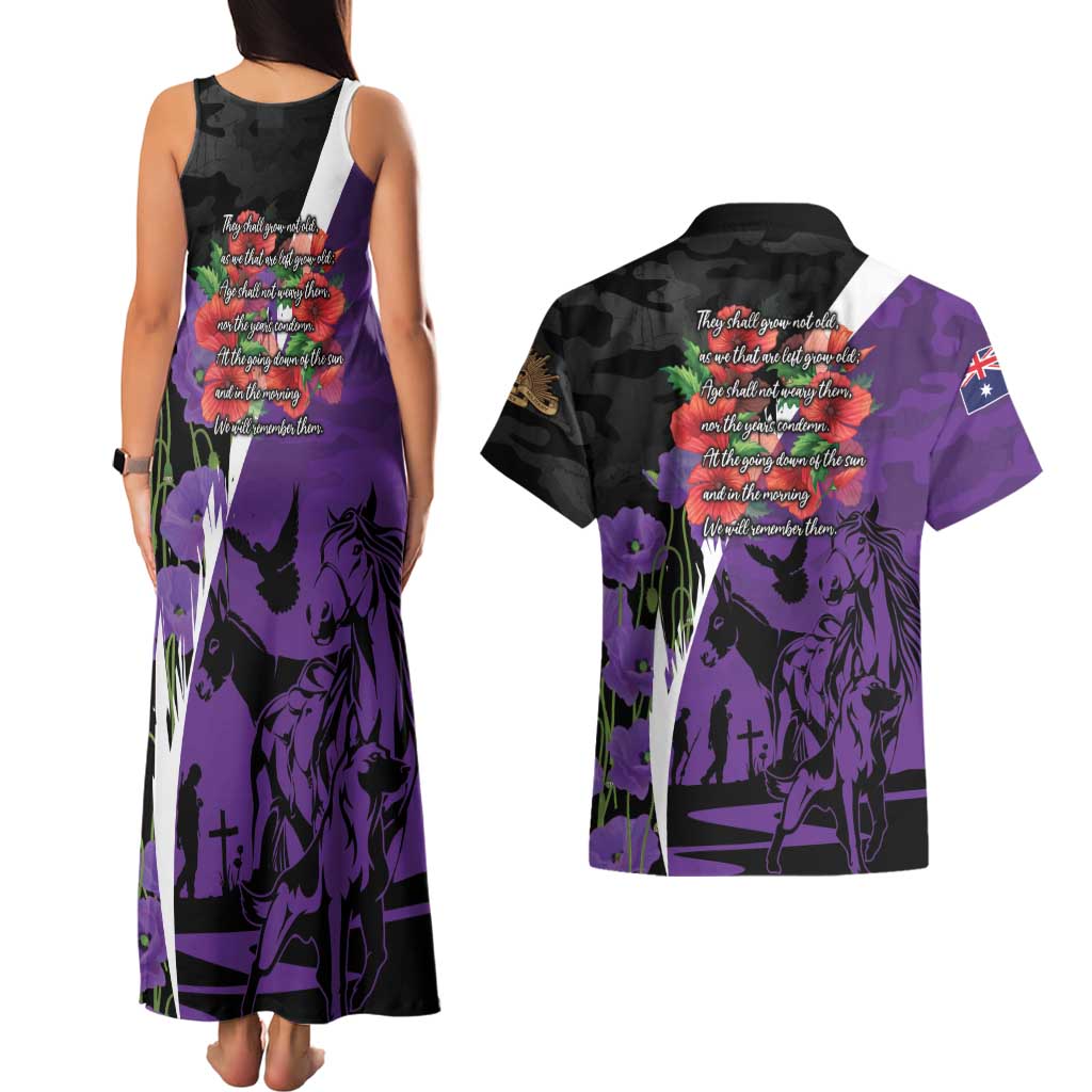 Australia ANZAC Day Couples Matching Tank Maxi Dress and Hawaiian Shirt Animals of War - Lest We Forget