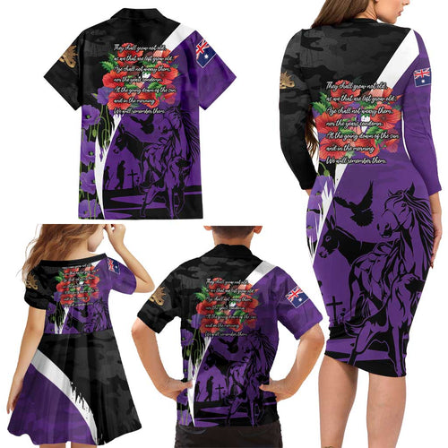 Australia ANZAC Day Family Matching Long Sleeve Bodycon Dress and Hawaiian Shirt Animals of War - Lest We Forget