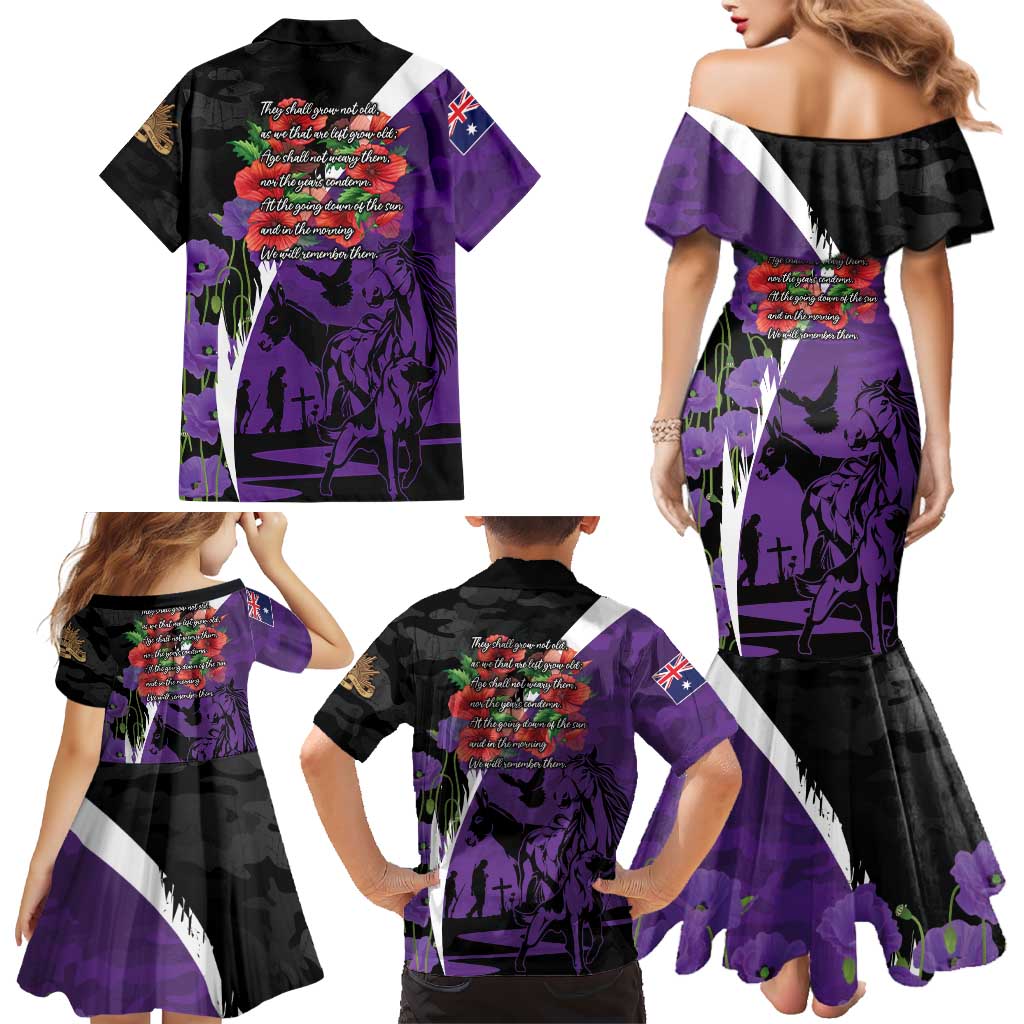 Australia ANZAC Day Family Matching Mermaid Dress and Hawaiian Shirt Animals of War - Lest We Forget