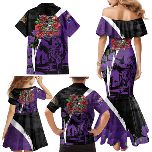 Australia ANZAC Day Family Matching Mermaid Dress and Hawaiian Shirt Animals of War - Lest We Forget