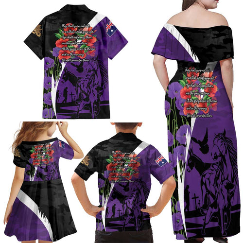 Australia ANZAC Day Family Matching Off Shoulder Maxi Dress and Hawaiian Shirt Animals of War - Lest We Forget