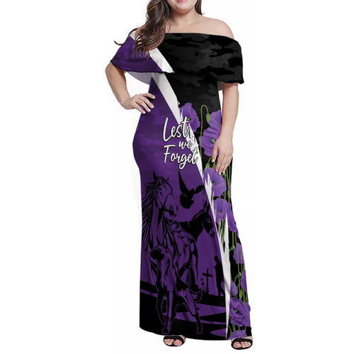 Australia ANZAC Day Family Matching Off Shoulder Maxi Dress and Hawaiian Shirt Animals of War - Lest We Forget