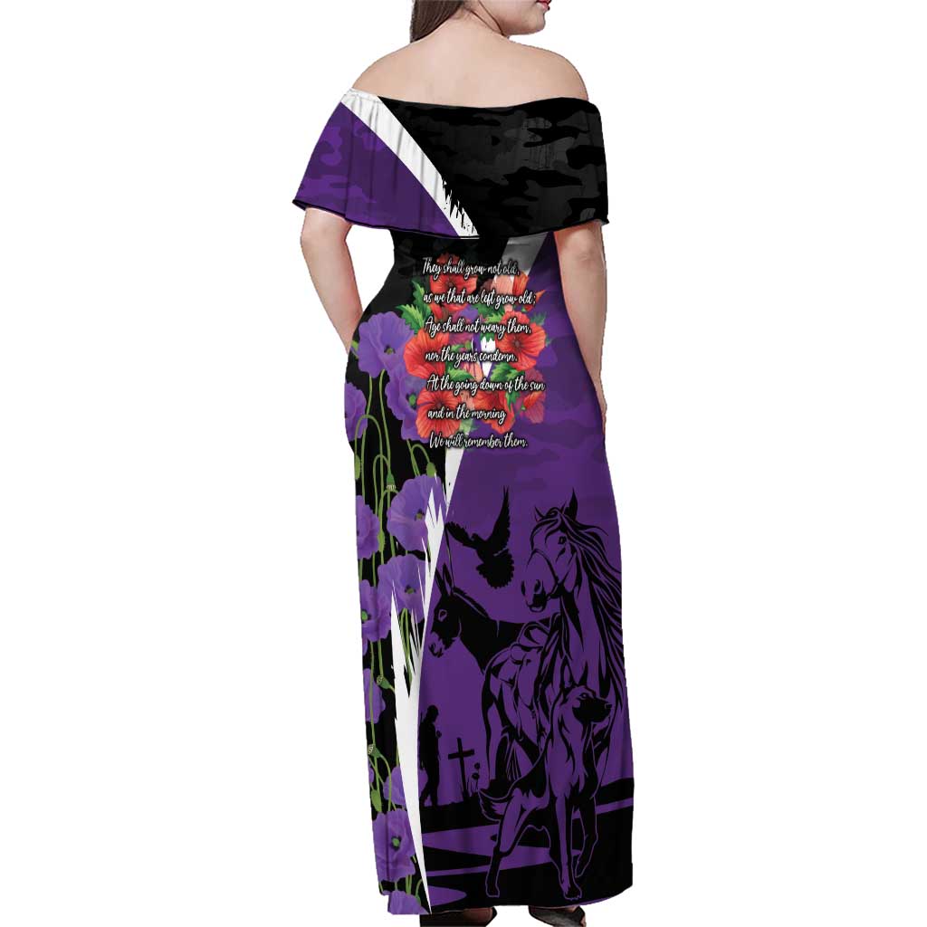 Australia ANZAC Day Family Matching Off Shoulder Maxi Dress and Hawaiian Shirt Animals of War - Lest We Forget