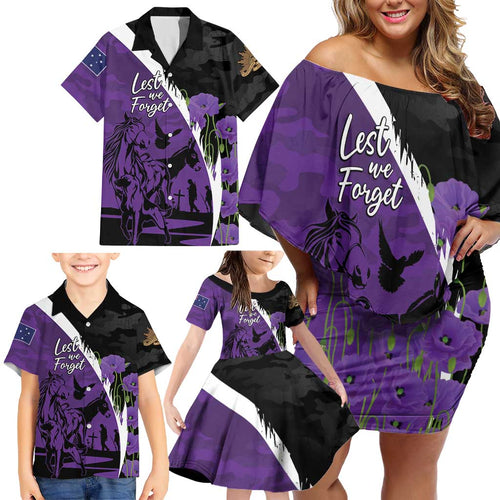 Australia ANZAC Day Family Matching Off Shoulder Short Dress and Hawaiian Shirt Animals of War - Lest We Forget