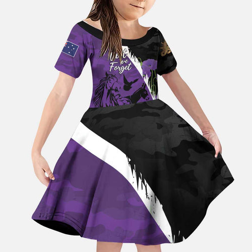 Australia ANZAC Day Family Matching Off Shoulder Short Dress and Hawaiian Shirt Animals of War - Lest We Forget