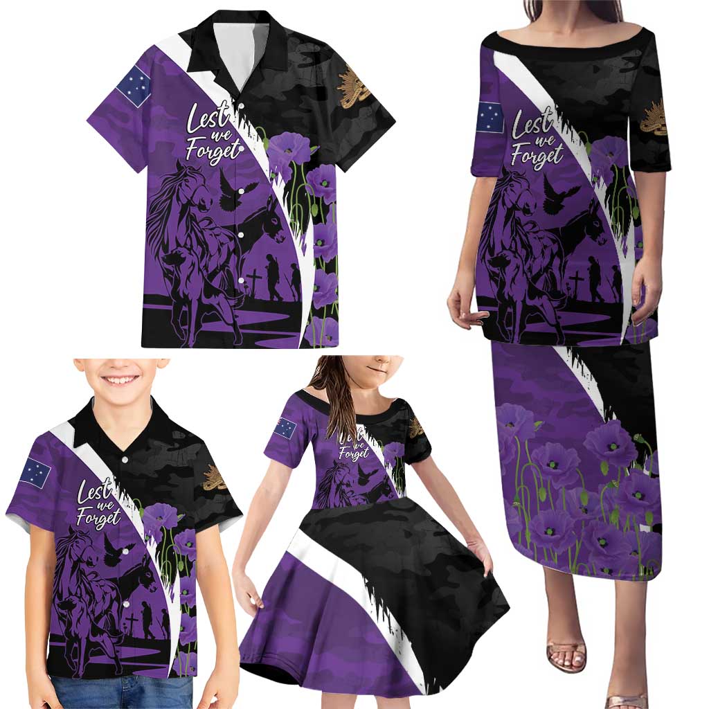 Australia ANZAC Day Family Matching Puletasi and Hawaiian Shirt Animals of War - Lest We Forget