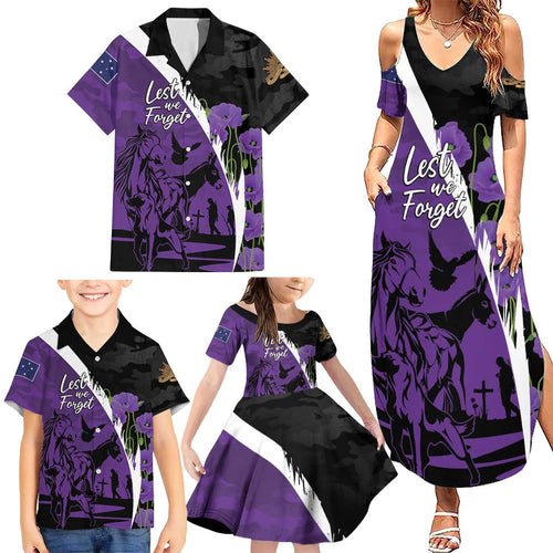 Australia ANZAC Day Family Matching Summer Maxi Dress and Hawaiian Shirt Animals of War - Lest We Forget