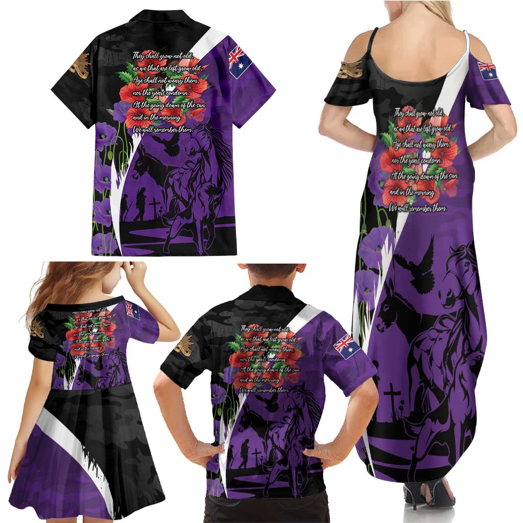 Australia ANZAC Day Family Matching Summer Maxi Dress and Hawaiian Shirt Animals of War - Lest We Forget