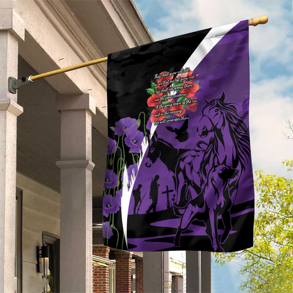 Australia ANZAC Day Garden Flag Animals of War - Lest We Forget