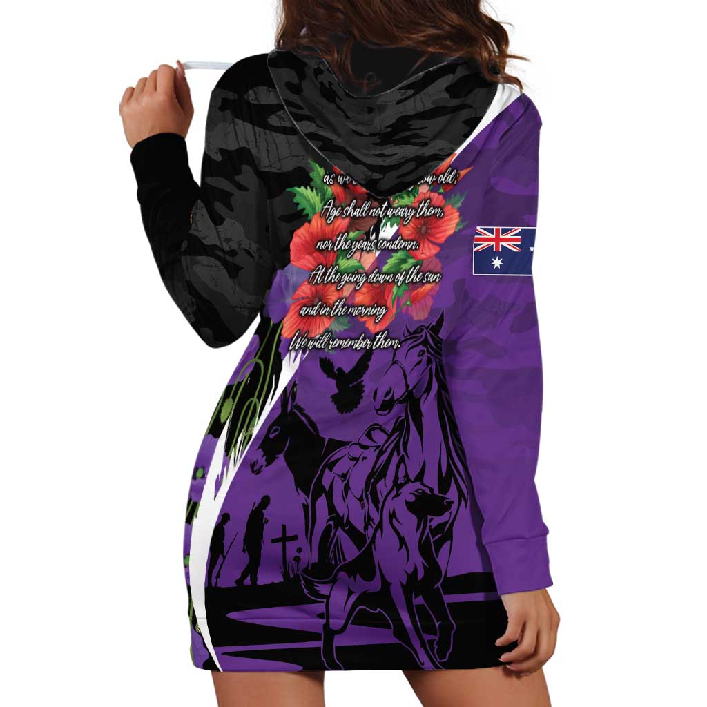 Australia ANZAC Day Hoodie Dress Animals of War - Lest We Forget