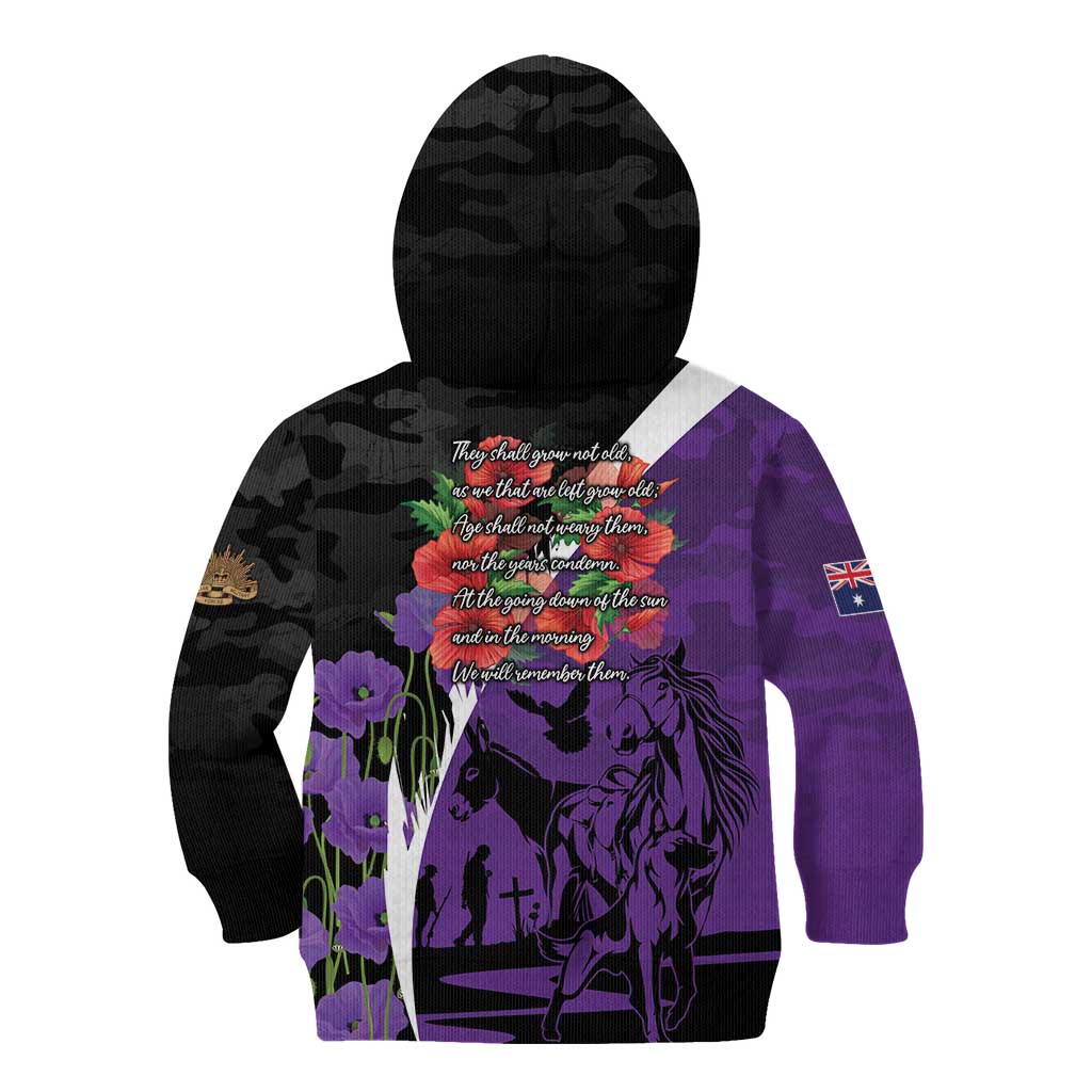 Australia ANZAC Day Kid Hoodie Animals of War - Lest We Forget