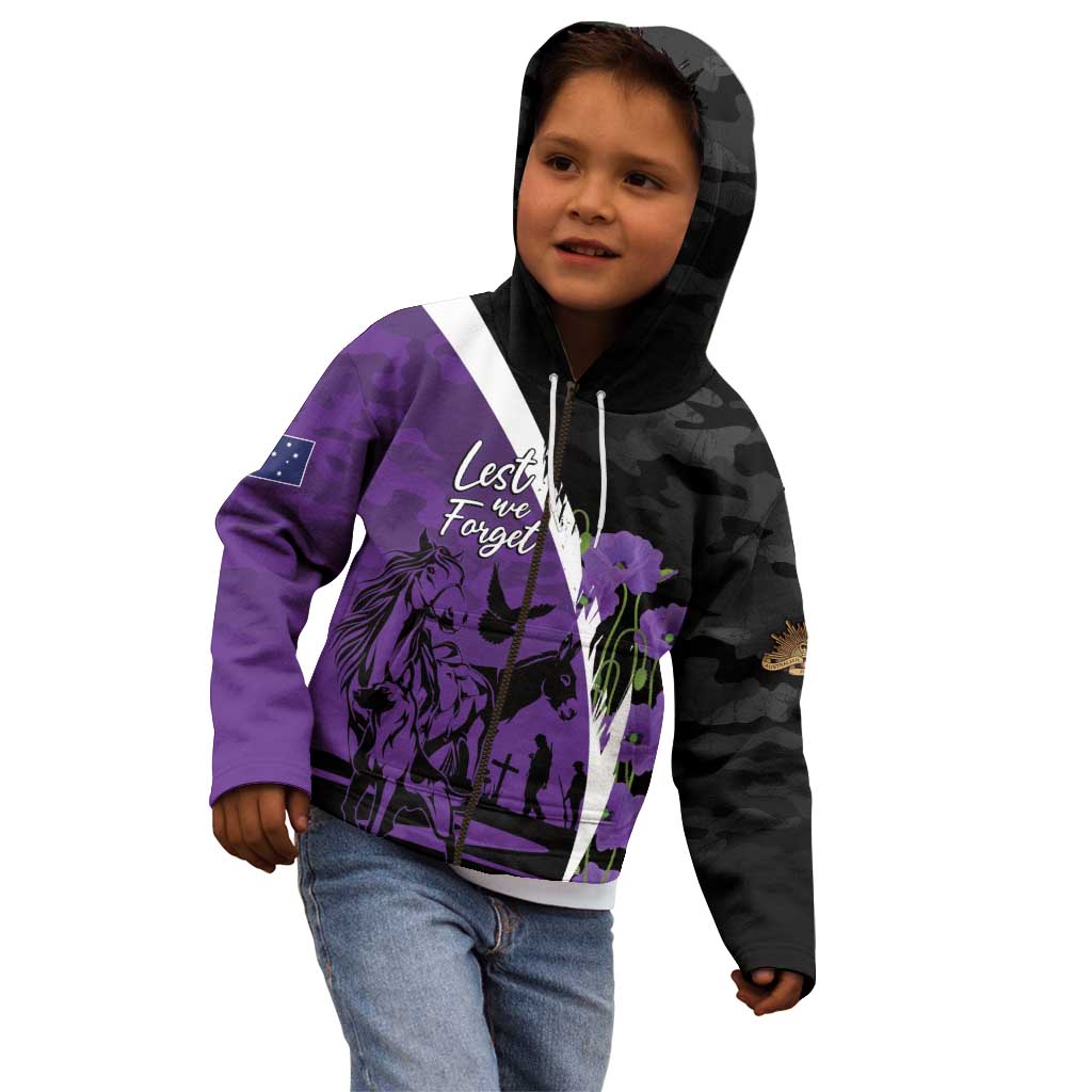 Australia ANZAC Day Kid Hoodie Animals of War - Lest We Forget