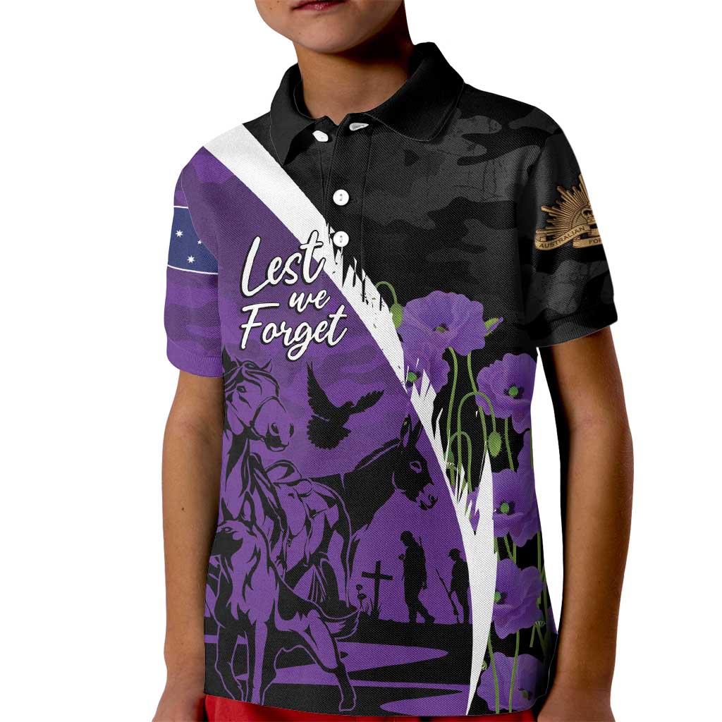 Australia ANZAC Day Kid Polo Shirt Animals of War - Lest We Forget