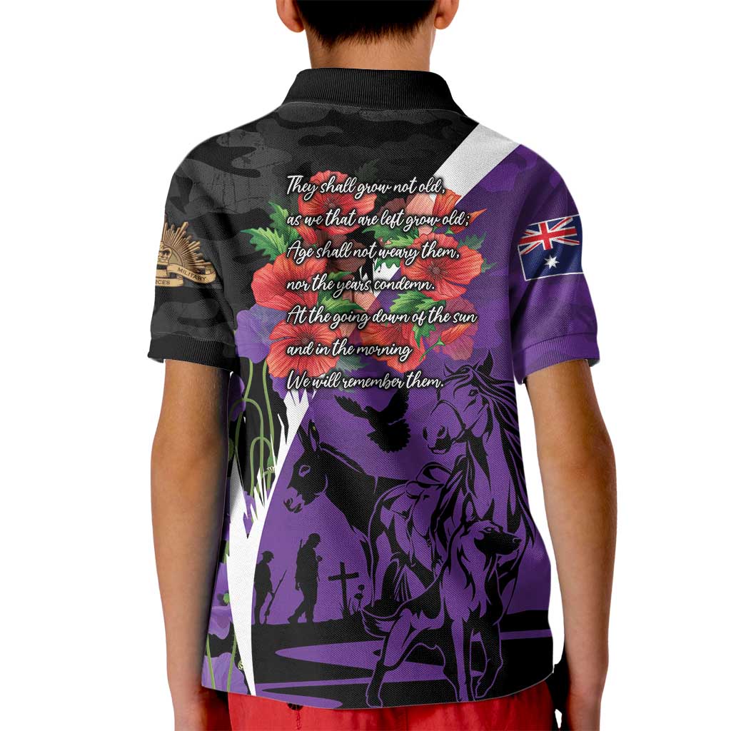 Australia ANZAC Day Kid Polo Shirt Animals of War - Lest We Forget