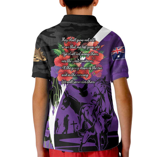 Australia ANZAC Day Kid Polo Shirt Animals of War - Lest We Forget