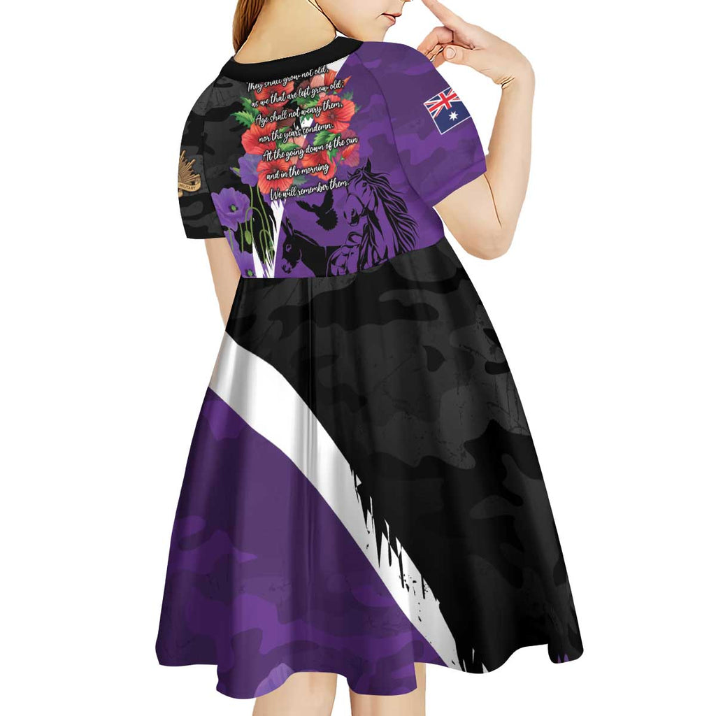 Australia ANZAC Day Kid Short Sleeve Dress Animals of War - Lest We Forget