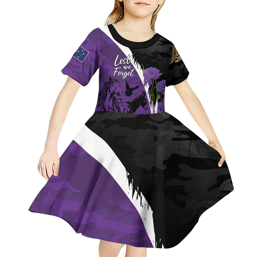 Australia ANZAC Day Kid Short Sleeve Dress Animals of War - Lest We Forget