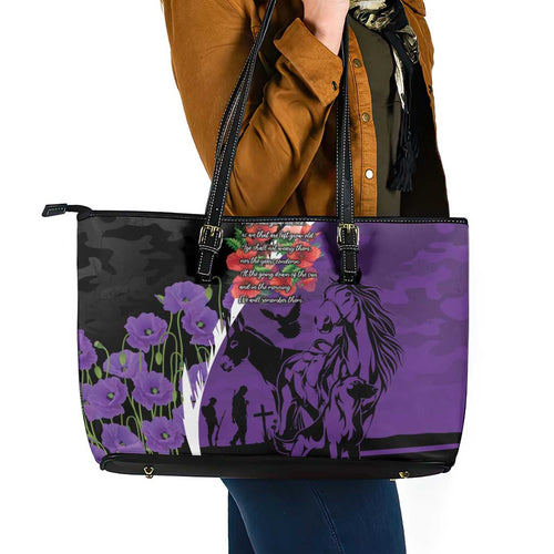 Australia ANZAC Day Leather Tote Bag Animals of War - Lest We Forget