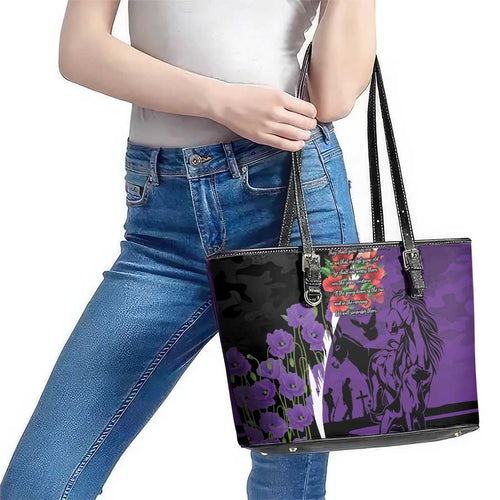Australia ANZAC Day Leather Tote Bag Animals of War - Lest We Forget