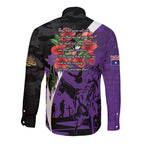 Australia ANZAC Day Long Sleeve Button Shirt Animals of War - Lest We Forget