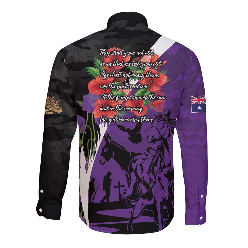 Australia ANZAC Day Long Sleeve Button Shirt Animals of War - Lest We Forget