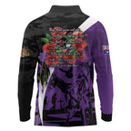 Australia ANZAC Day Long Sleeve Polo Shirt Animals of War - Lest We Forget