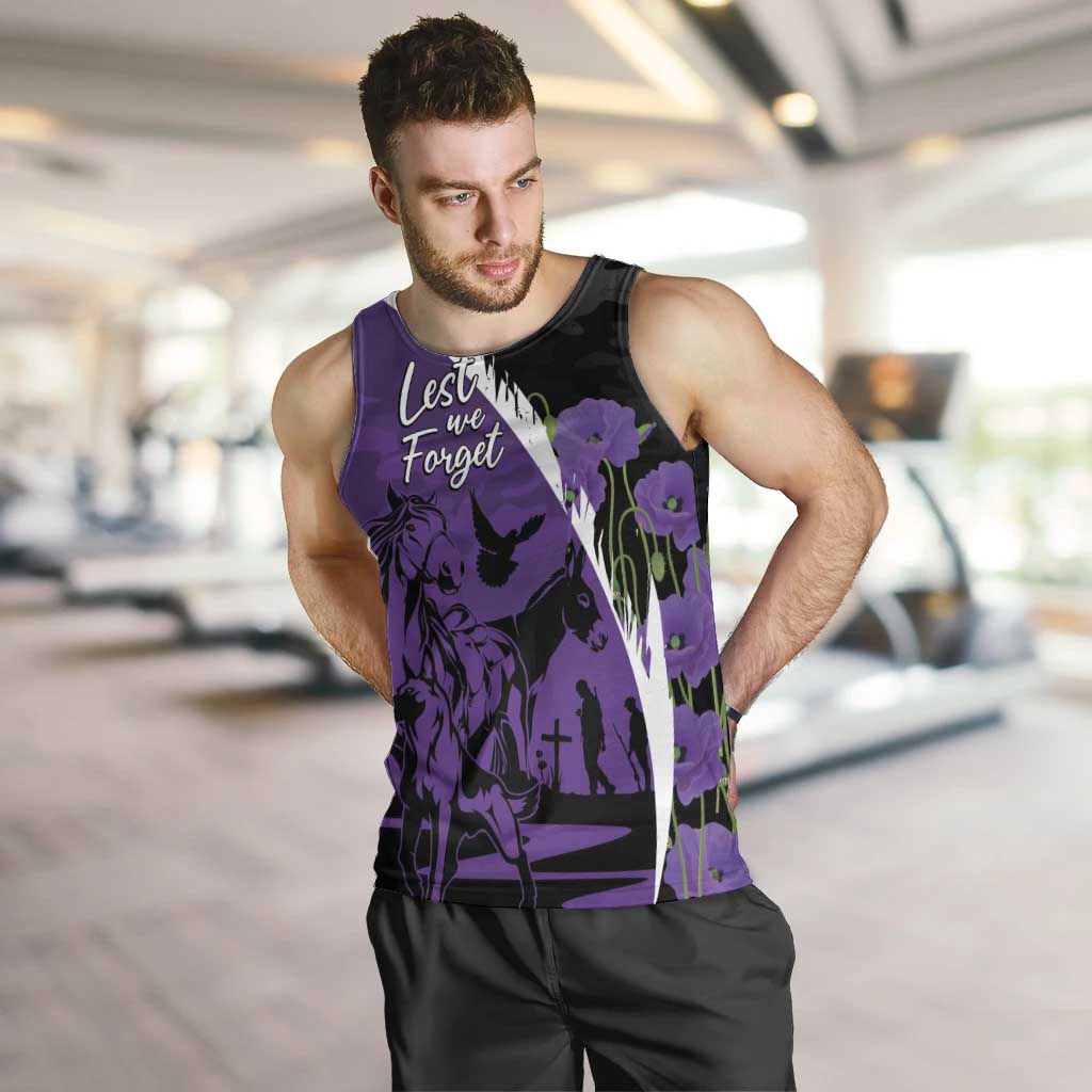 Australia ANZAC Day Men Tank Top Animals of War - Lest We Forget
