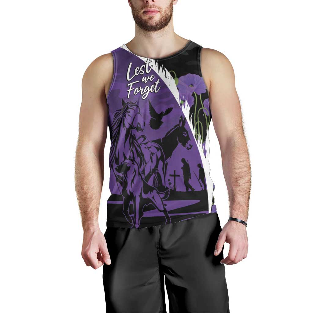 Australia ANZAC Day Men Tank Top Animals of War - Lest We Forget
