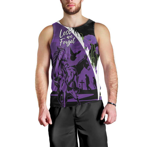 Australia ANZAC Day Men Tank Top Animals of War - Lest We Forget