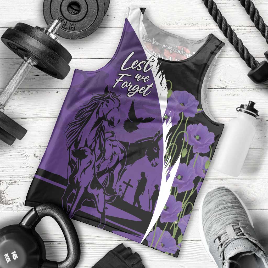Australia ANZAC Day Men Tank Top Animals of War - Lest We Forget