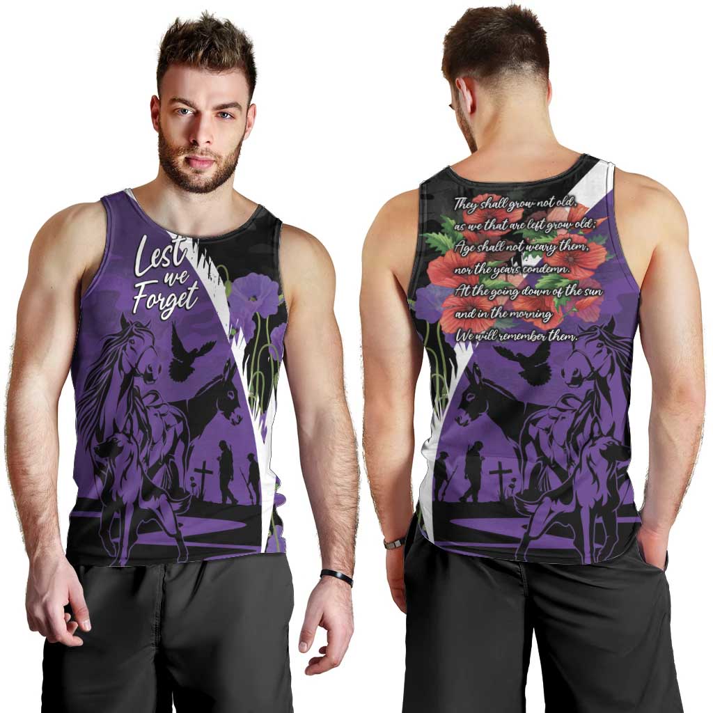 Australia ANZAC Day Men Tank Top Animals of War - Lest We Forget
